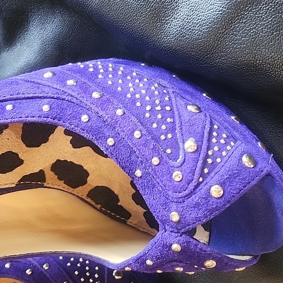 Gianni Bini Purple Suede Studded Sexy Peep Toe Stiletto's Size 9M - Picture 8 of 10